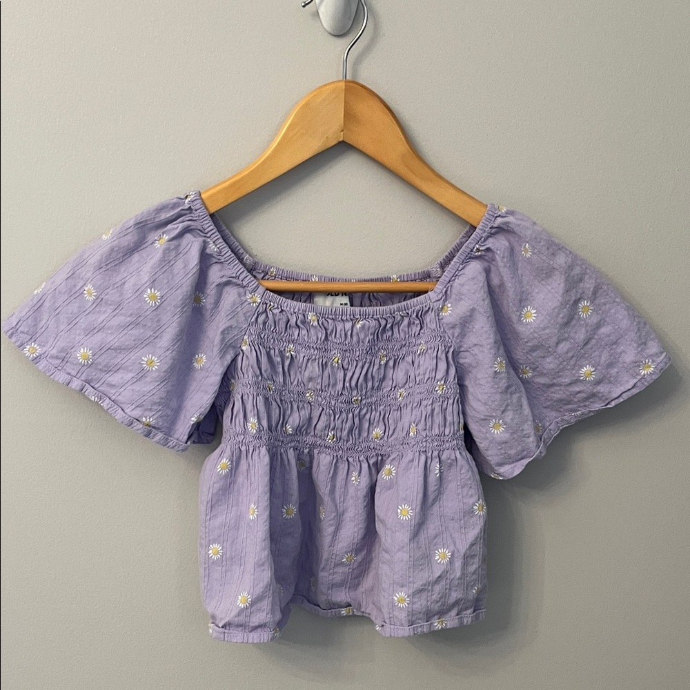 Old Navy Lavender Smocked Top with Floral Accents